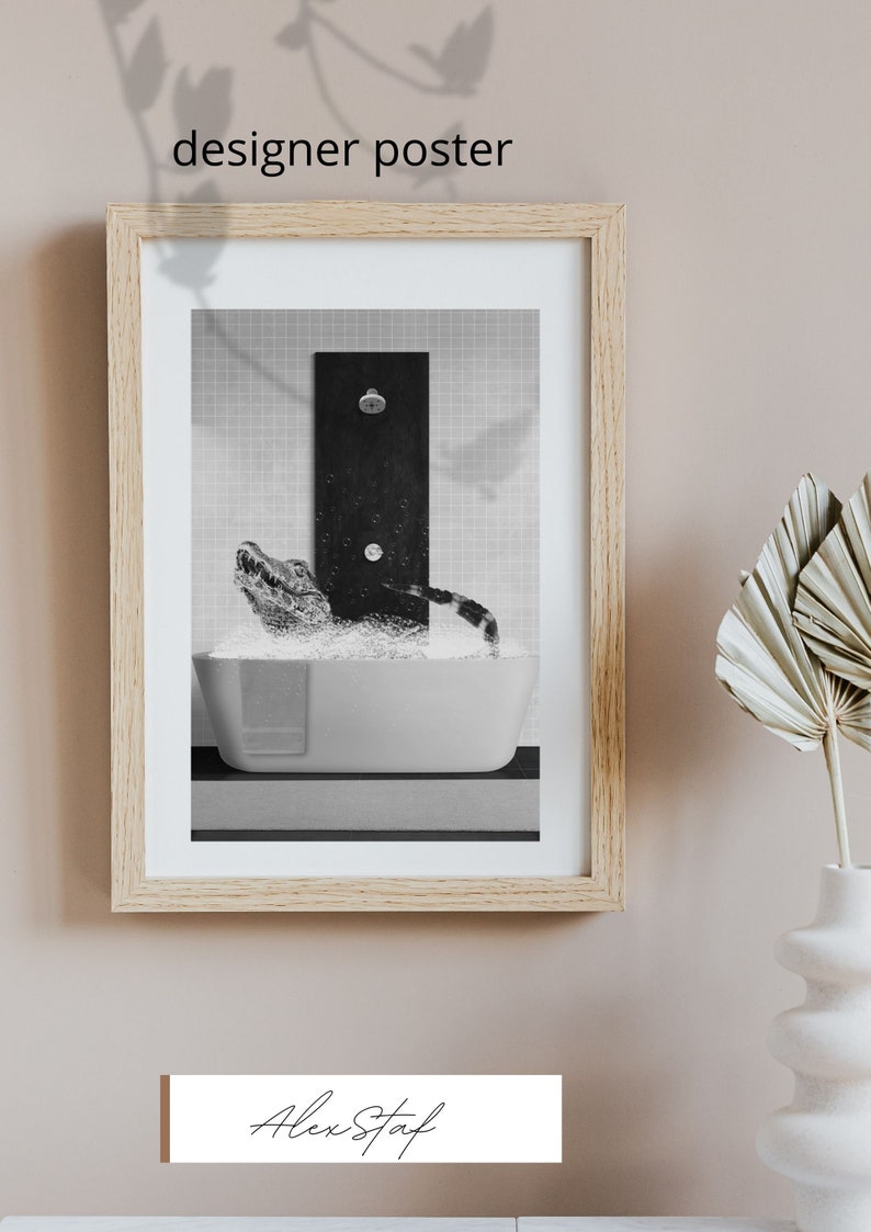 Alligator in the Bathroom Alligator Bathing Funny Bathroom Etsy