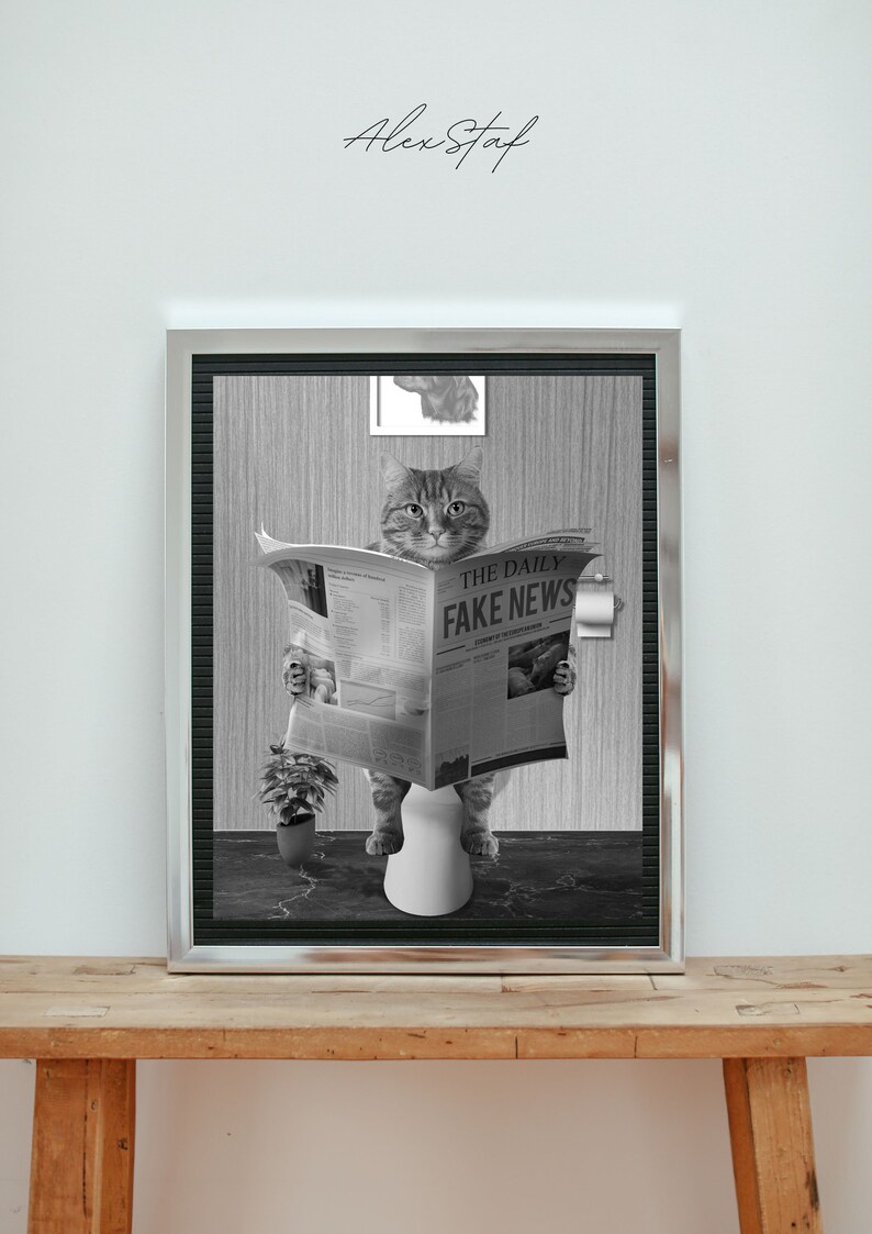 Bathroom Art Cat Print Cat Art Print Bathroom Wall Art - Etsy