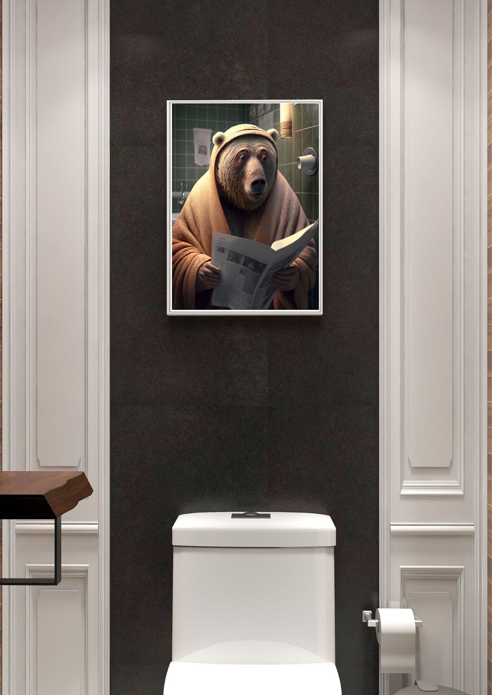 Bear in the Toilet Funny Bathroom Decor Bear in Toilet Etsy