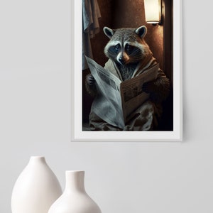 Raccoon Print, Funny Bathroom Decor,  raccoon in Toilet, Animal in toilet, art raccoon, Whimsy Animal Art, Kids Bathroom Wall Art