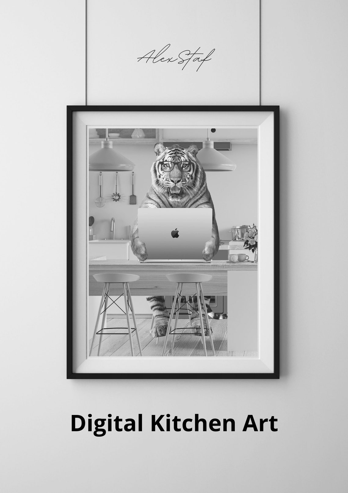 FUNNY KITCHEN PRINT Tiger Animal Kitchen Art Digital Etsy