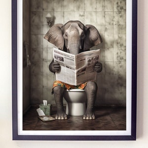 Animal bathroom, Bathroom Humor, Funny Bathroom Print, Animal on toilet, Black And White, Whimsy Animal Art, Kids Bathroom