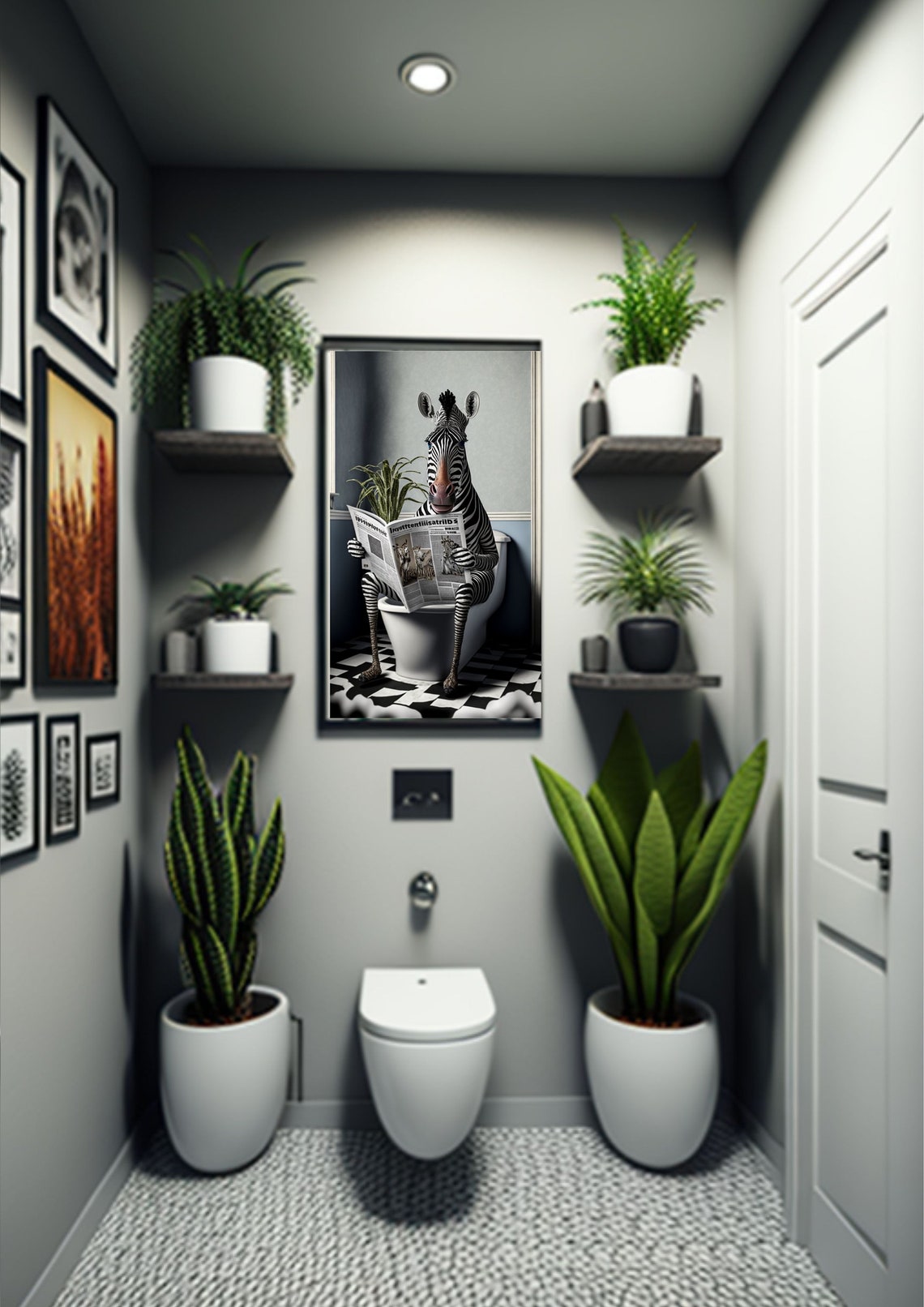 Zebra on the Toilet Blue Bathroom Print Bathroom Wall Art - Etsy