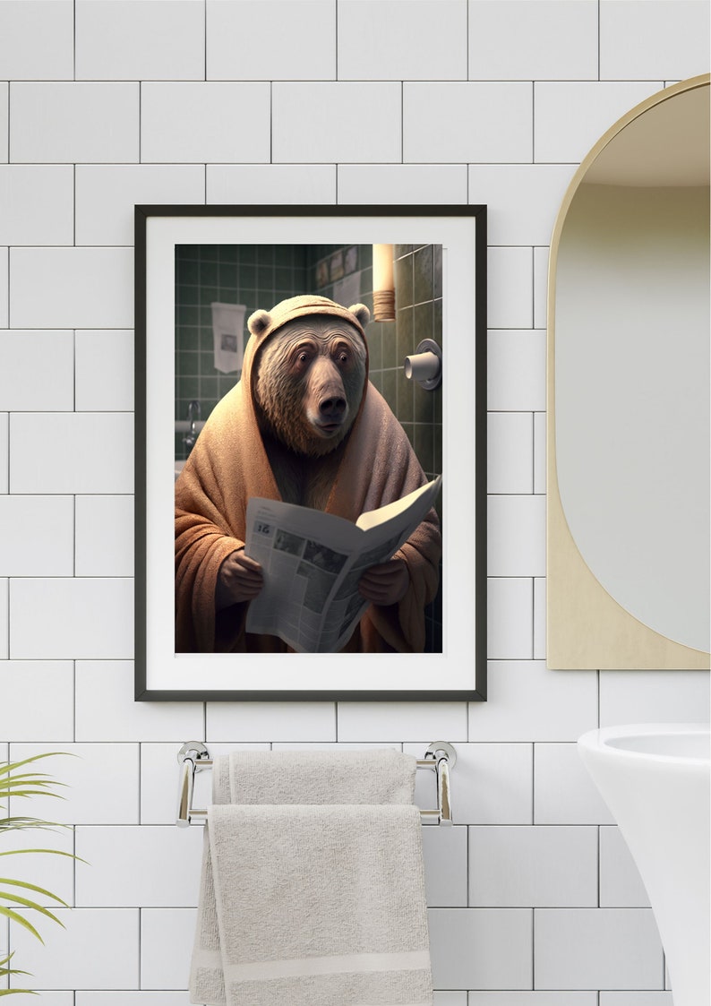 Bear in the Toilet Funny Bathroom Decor Bear in Toilet Etsy
