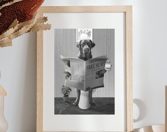 dog bathroom art, dog print, dog art print, unny animal, bathroom kids art, bathroom decor, bathroom wall decor, Funny Animal Art