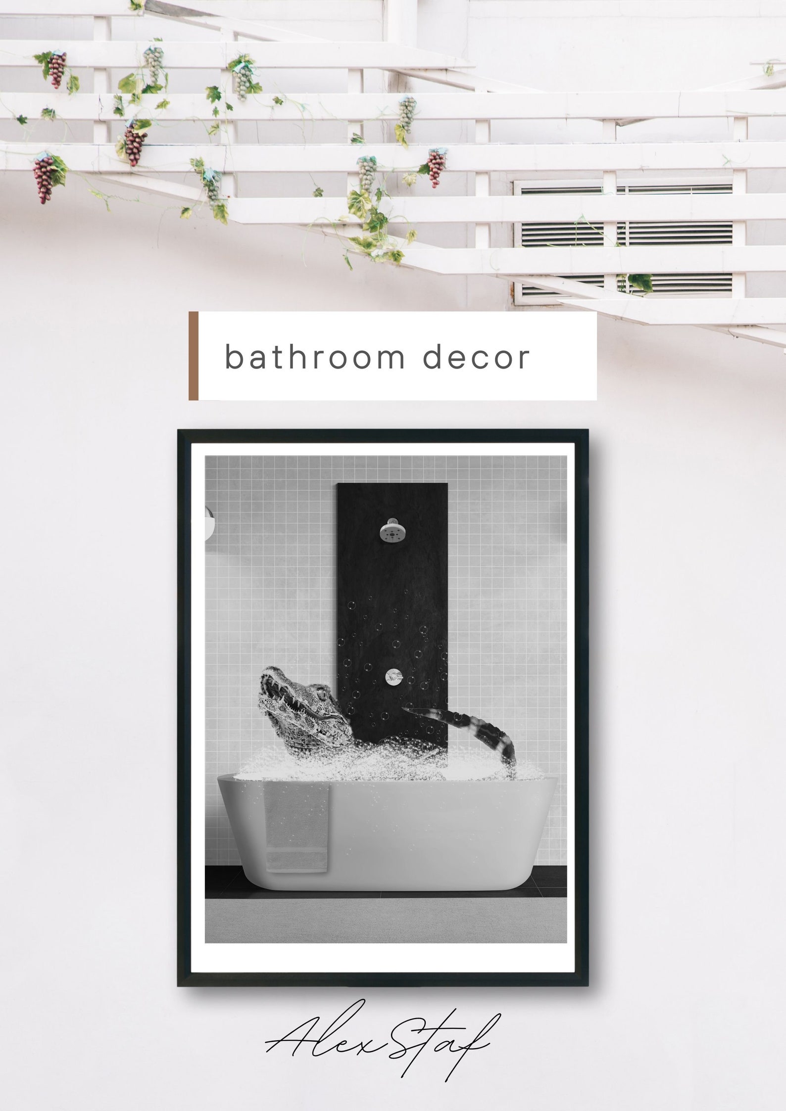 Alligator in the Bathroom Alligator Bathing Funny Bathroom Etsy