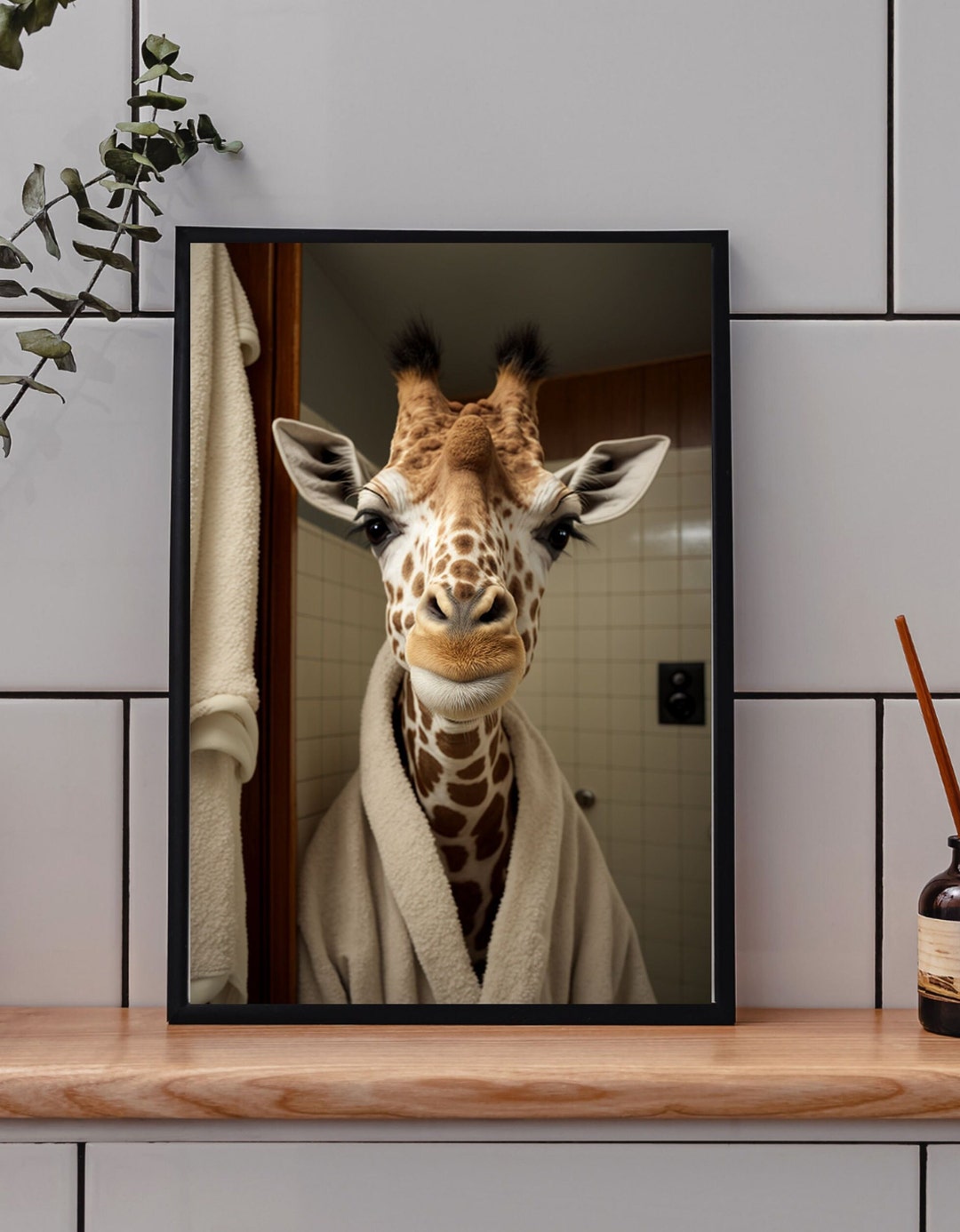 Funny Bathroom Wall, Wall Decor, Funny Animal, Giraffe Wall Art ...