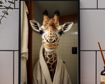 funny bathroom wall, Wall decor, Funny animal, giraffe wall art, bathroom wall art, bathroom kids art, bathroom decor, bathroom wall decor