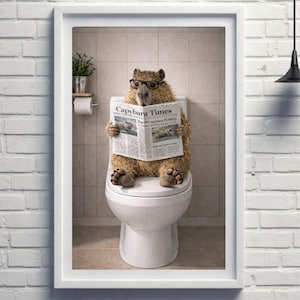 Lustige Wanddekoration mit Capybara-Motiv: Lesendes Capybara fürs Badezimmer (Digitaler Download) Bild 10