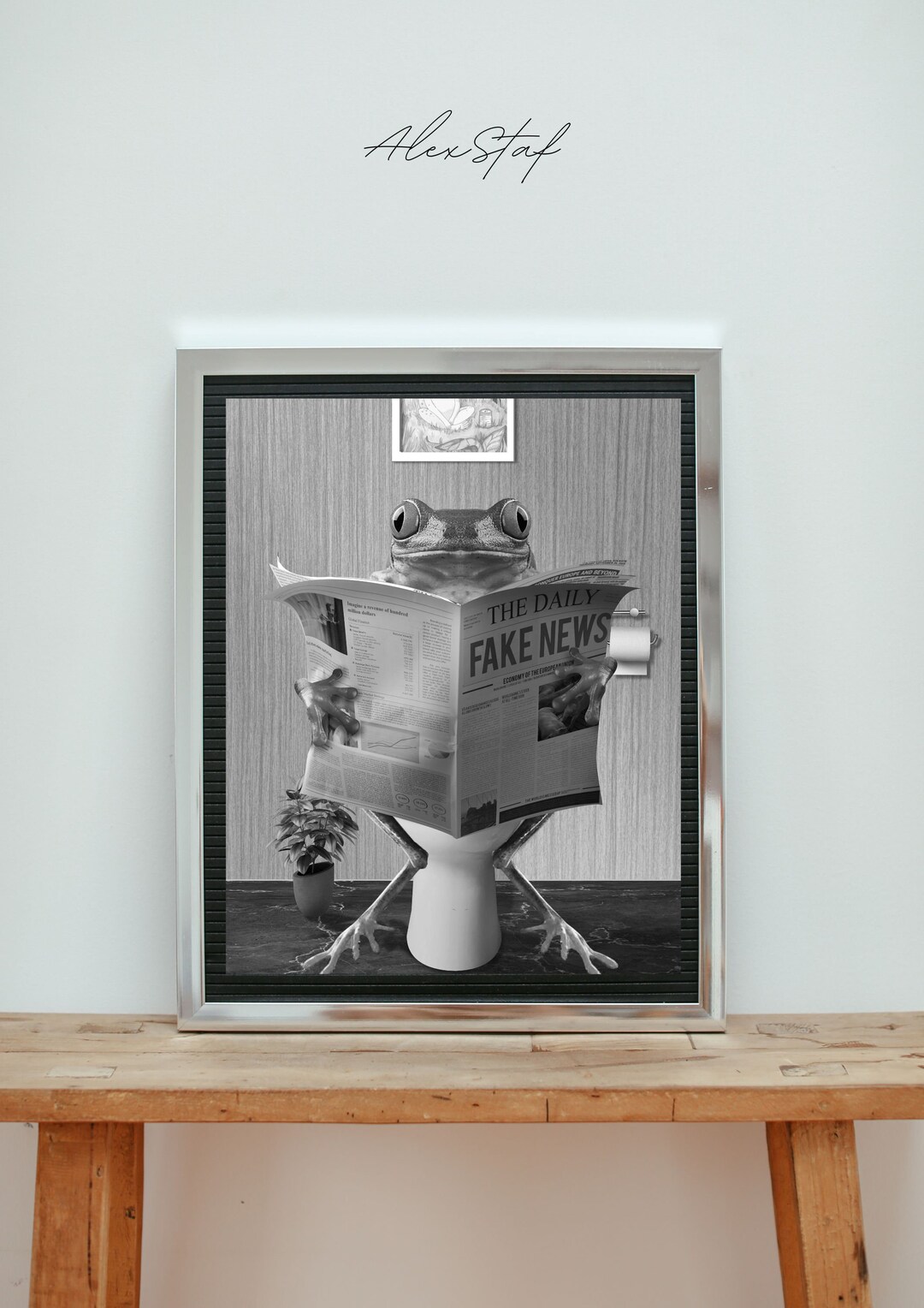 Frog Taking a Bath Frog Print Funny Bathroom Art Frog in - Etsy