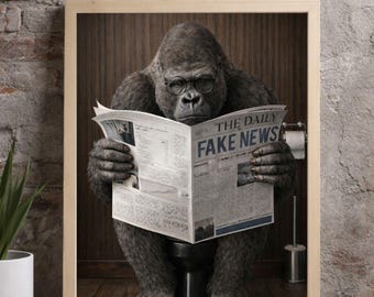 Gorilla-Wandbild zum Ausdrucken – Tierporträt fürs Badezimmer (Digitaler Download)