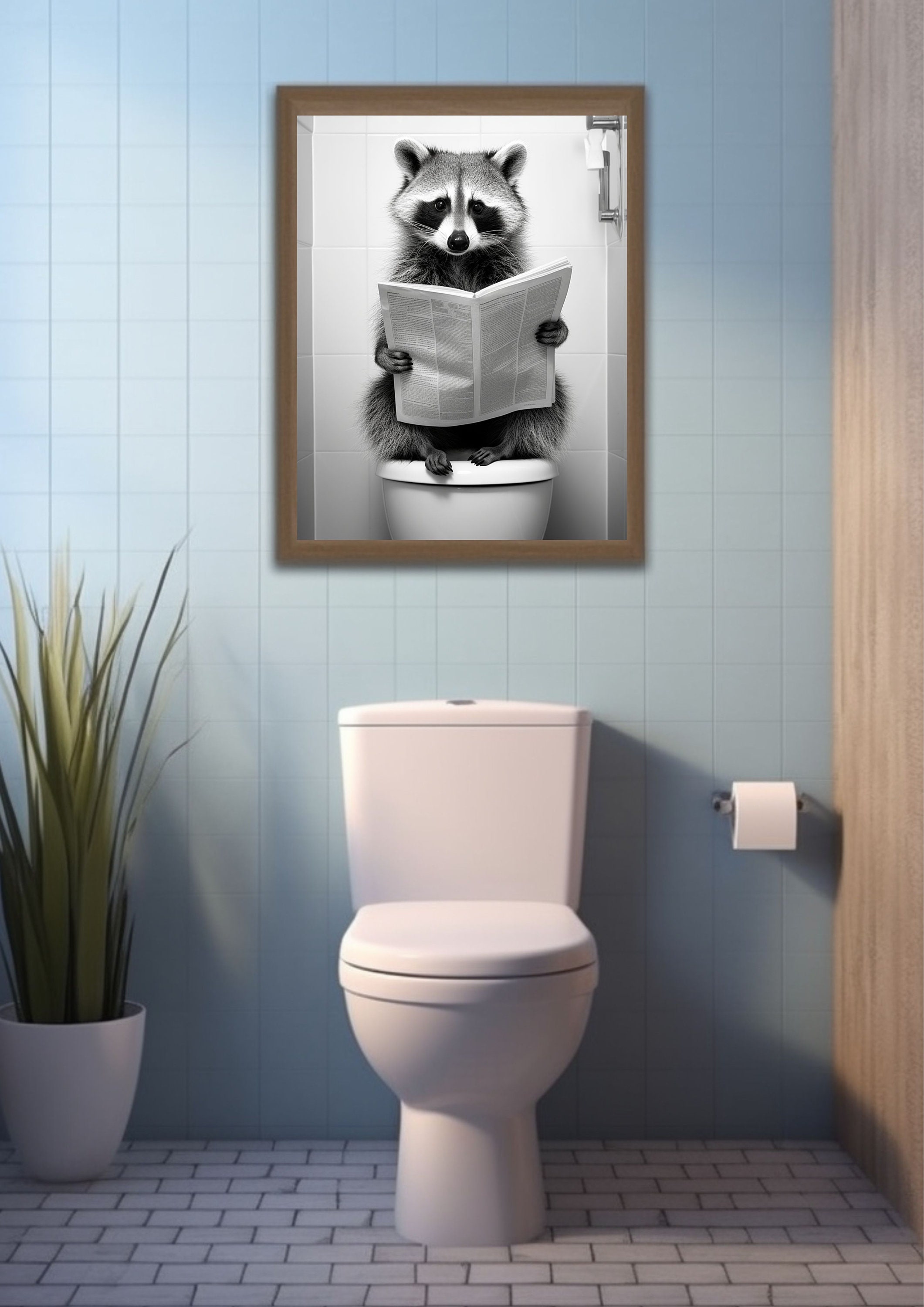 Raccoon Toilet Art Poster | Comical Literacy | Animal Art Print | Funny ...