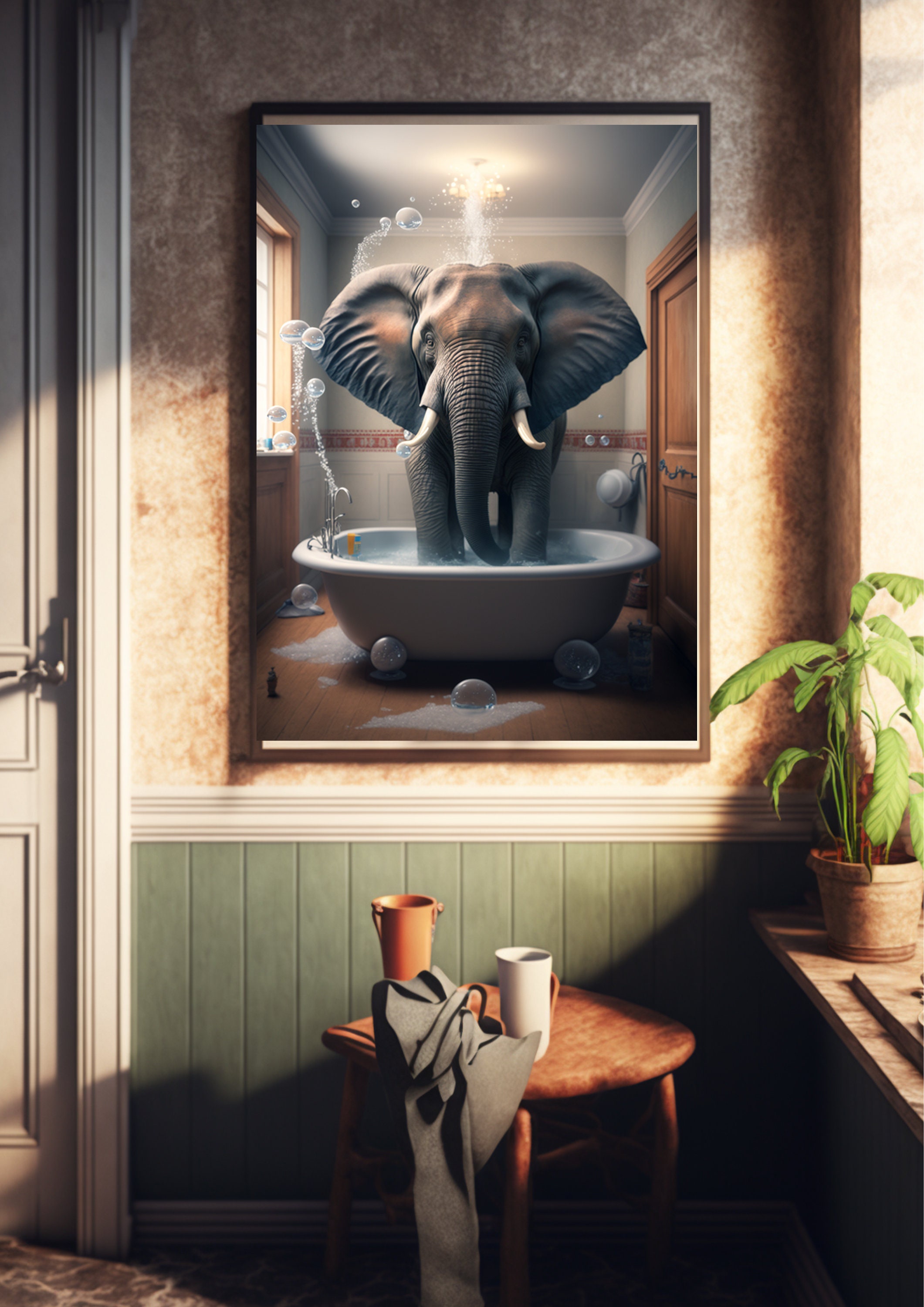 Bathroom Art Elephant Wall Art Bathroom Wall Art Bathroom - Etsy