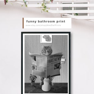 Bathroom Art, Cat Print, Cat Art Print, Bathroom Wall Art, Bathroom ...