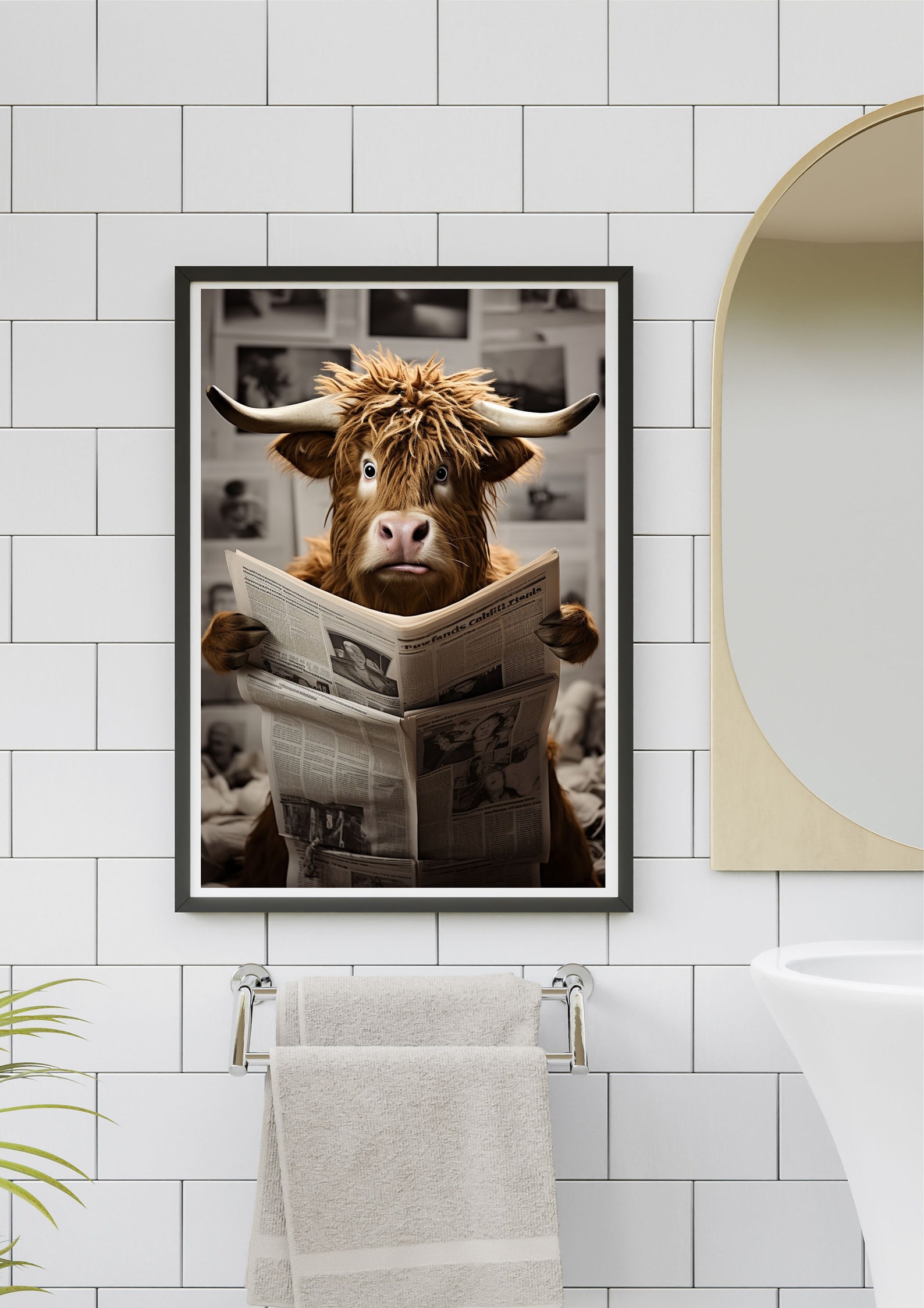 Cow Highland on Toilet Bathroom Print Animal on Toilet Funny - Etsy