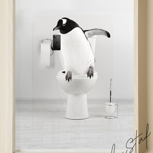 Penguins in Tub Printable Wall Art, penguin Photo, penguin Art, Digital Download, bathroom sign, bathroom print, print animals in the toilet