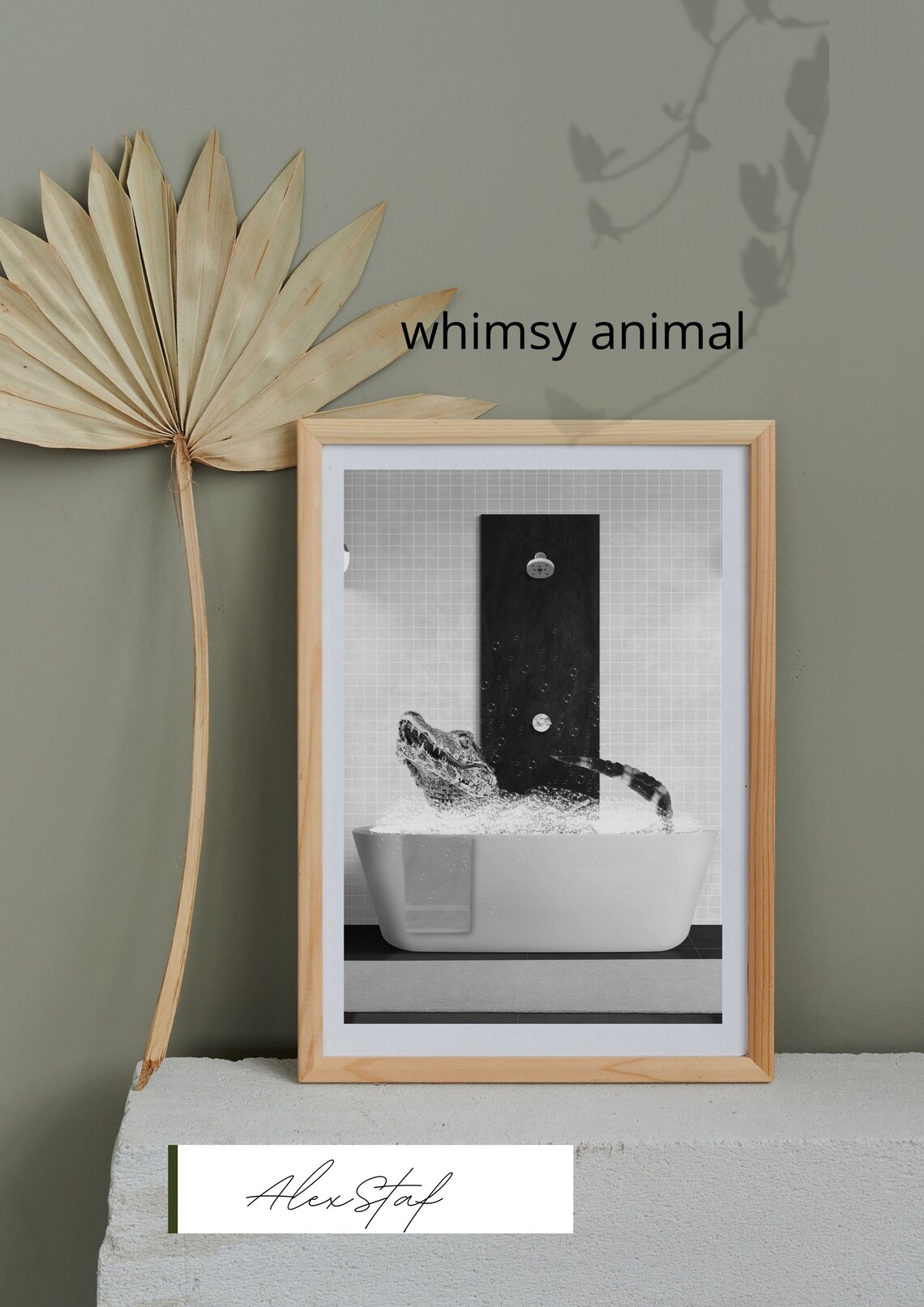 Alligator in the Bathroom Alligator Bathing Funny Bathroom Etsy