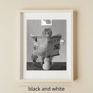 Bathroom Art, Cat Print, Cat Art Print, Bathroom Wall Art, Bathroom ...