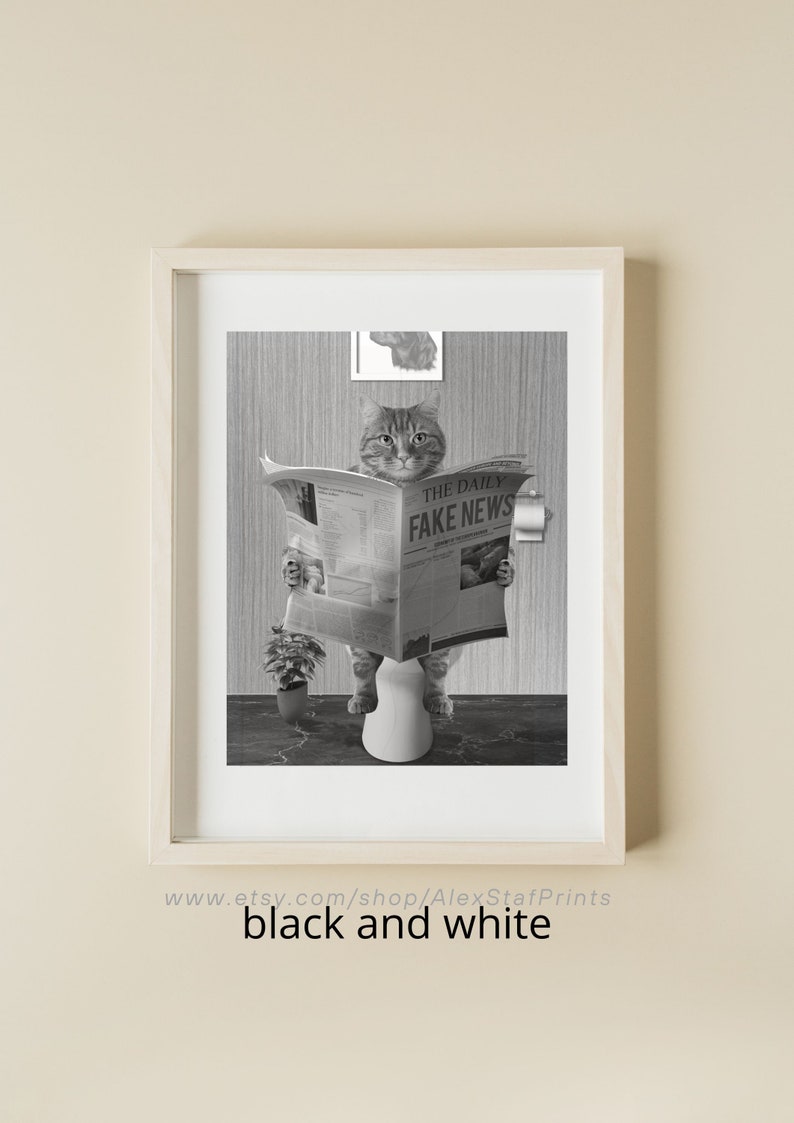 Bathroom Art Cat Print Cat Art Print Bathroom Wall Art - Etsy