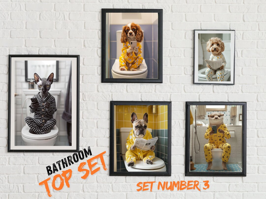 Bathroom Prints Funny SET , Bedroom Print, Bathroom Set, Digital ...