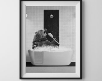 Bear in the Bathtub, A bear having a bubble bath, Poster