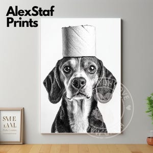 Beagle Wall Art, Funny Bathroom Decor, Beagle in Toilet, Animal in toilet, Petshop Art, Dog Art, Beagle Gift