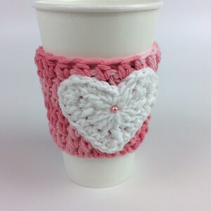 Crocheted Valentine Cup Cozy choose your colors image 1