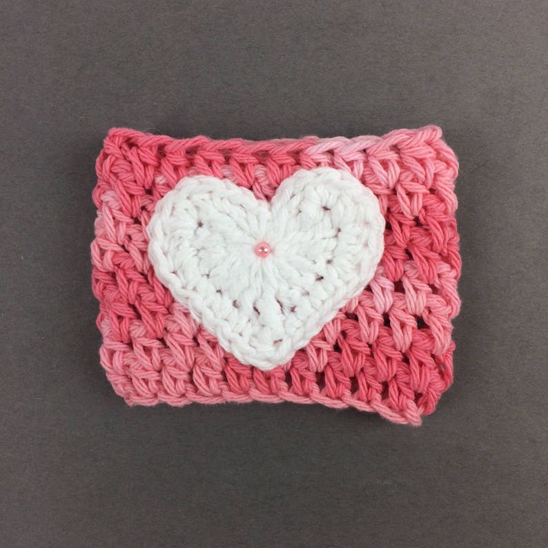 Crocheted Valentine Cup Cozy choose your colors image 2