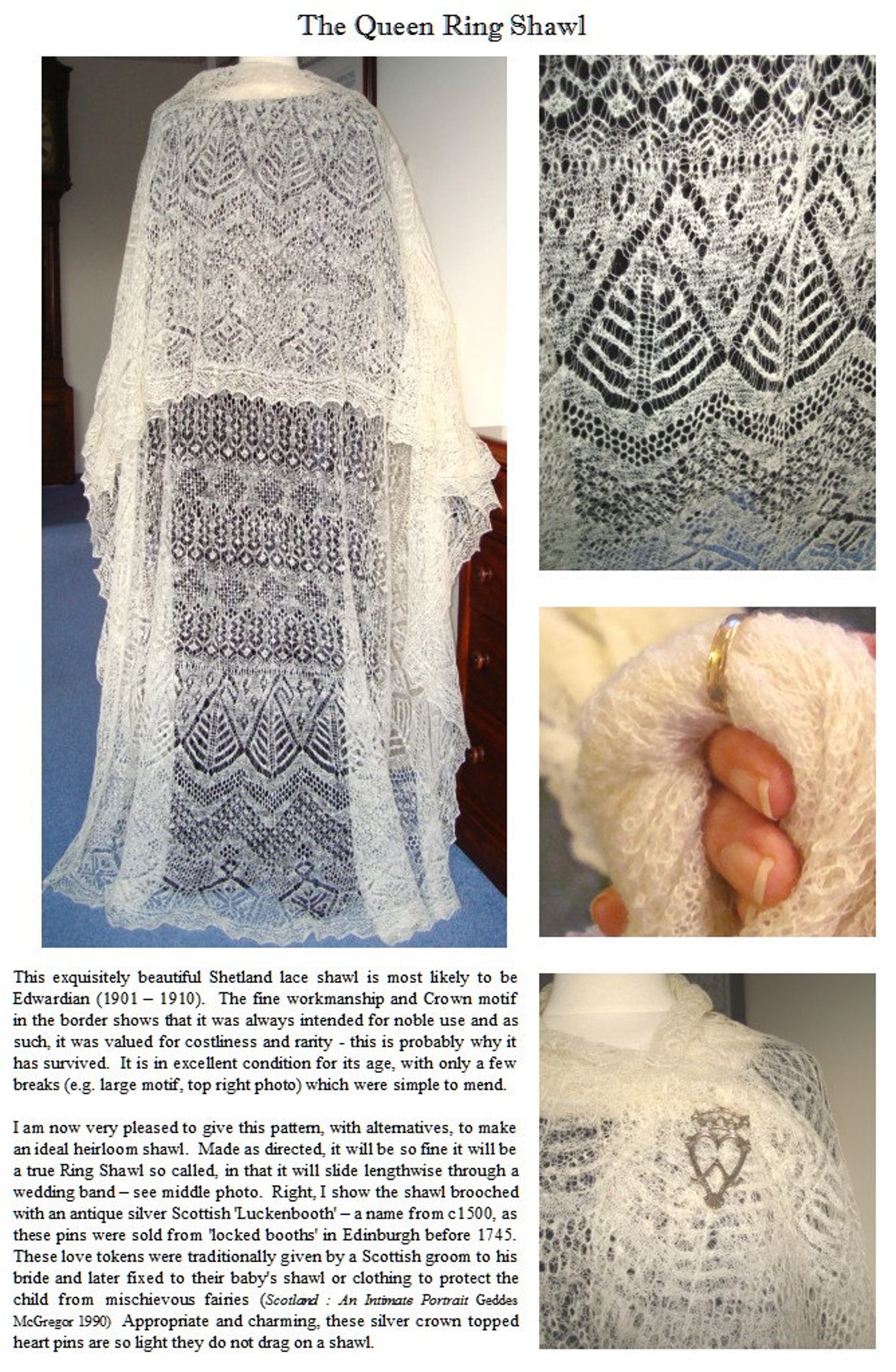 The Queen Ring Shawl Heirloom Knitting Pdf Shetland Lace Etsy Australia