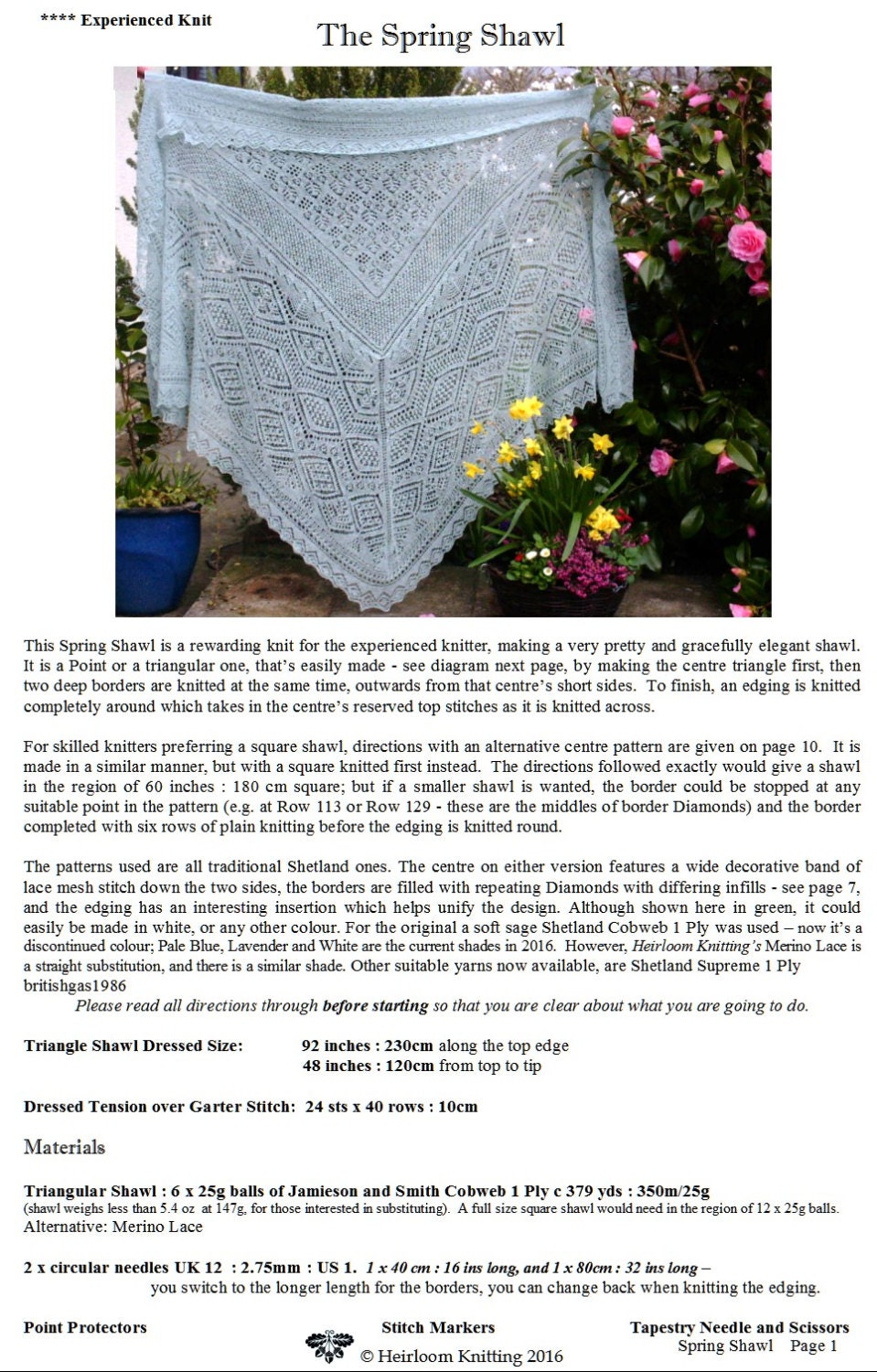 The Spring Shawl ~ Heirloom Knitting pdf ~