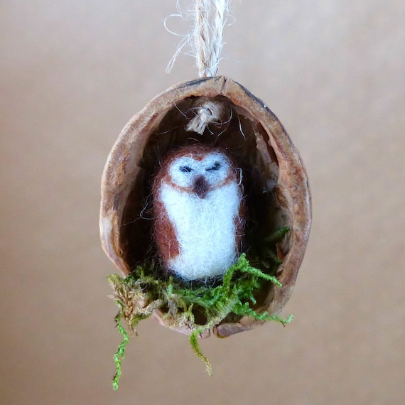Walnut Shell Owl Pendant