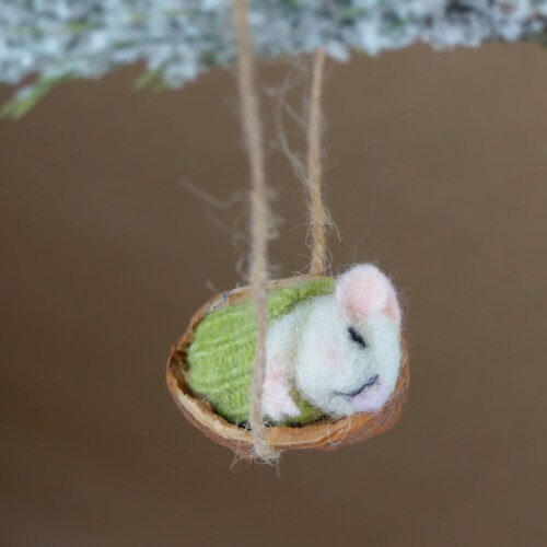 Sleeping Mouse in a Walnut Shell Needle Felted Ornament Gift - Etsy