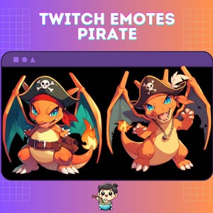 Pirate Charizard Twitch Emotes | Unique Pirate Emotes for Streamers | Custom Gamer Emotes