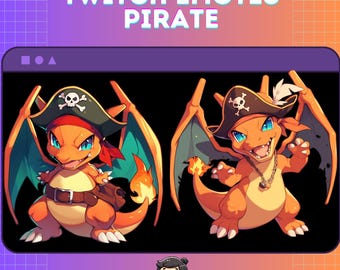 Pirate Charizard Twitch Emotes | Unique Pirate Emotes for Streamers | Custom Gamer Emotes