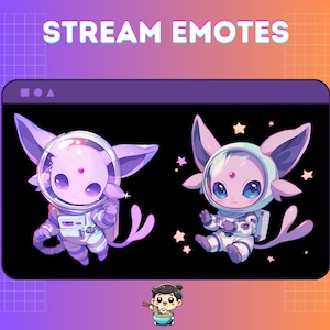 Astronaut Espeon Twitch Emotes | Unique Space-themed Emotes for Streamers | Custom Digital Product