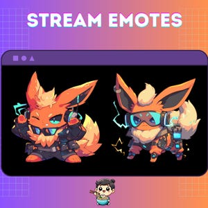 Cyber Flareon Twitch Emotes | Unique Digital Emotes for Streamers | Futuristic Emotes