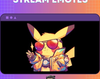 Miami Vice Pikachu Twitch Emote: Gamer Streamer Emotes (Digital Download)