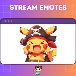 Pirate Pikachu Twitch Emotes | Unique Pirate Emotes for Streamers | Custom Gamer Emotes