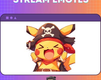 Pirate Pikachu Twitch Emotes: Nautical Gamer Emotes (Digital Download)