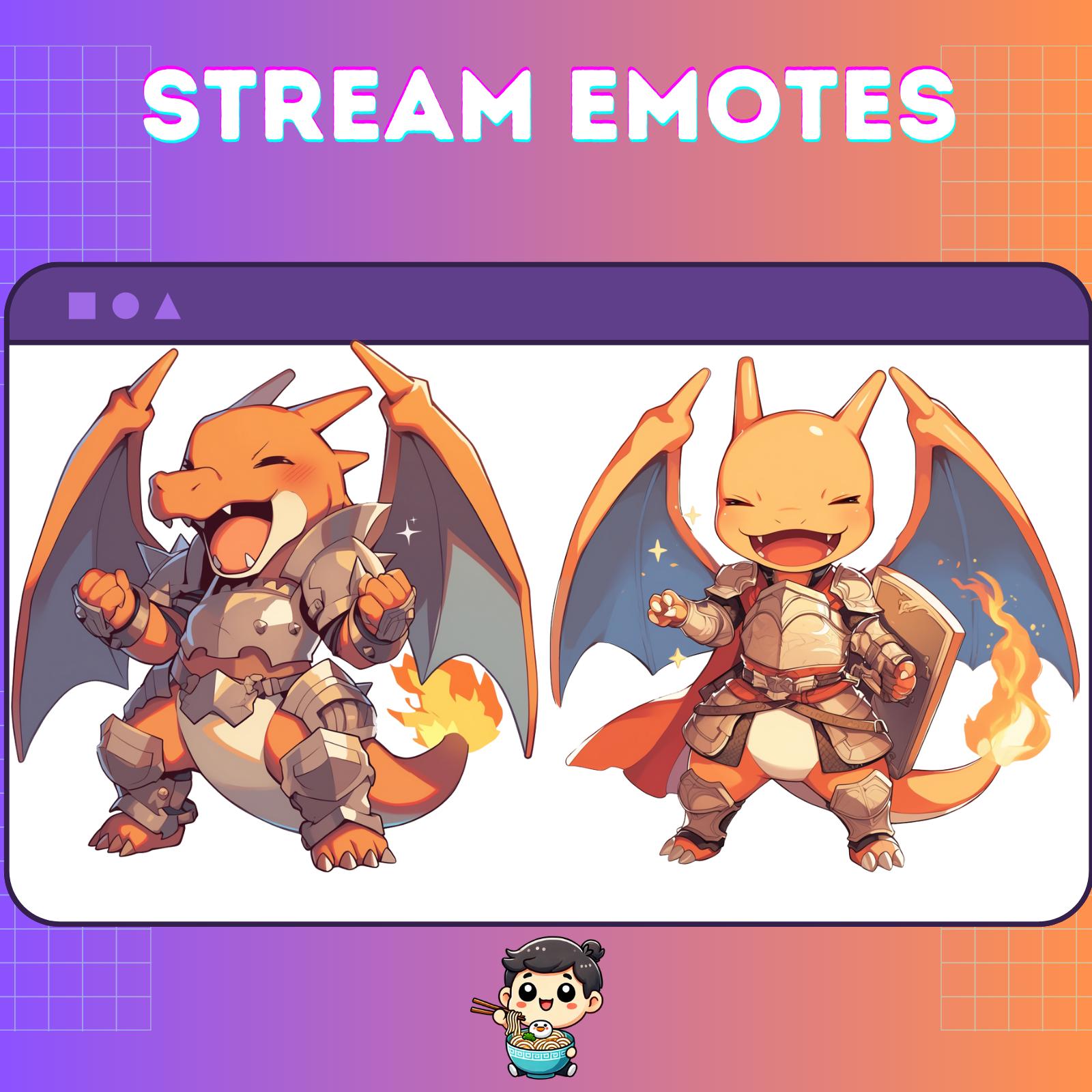 Knight Charizard Twitch Emotes: Medieval Gamer Emotes (digital Download ...