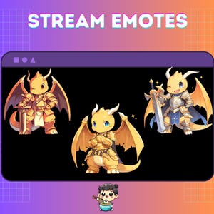 Knight Dragonite Twitch Emotes | Unique Medieval Emotes for Streamers | Custom Gamer Emotes