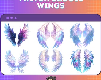 Pink Blue Angel Wings Twitch Badges | Unique Digital Badges for Streamers | 17 Angel Wing Badges