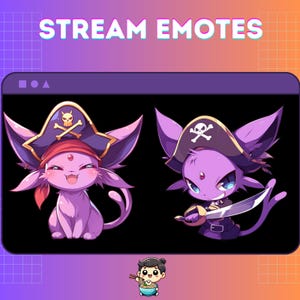 Pirate Espeon Twitch Emotes | Unique Pirate Emotes for Streamers | Custom Gamer Emotes