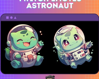 Bulbasaur Astronaut Twitch Emotes | Unique Space-themed Emotes for Streamers | Custom Digital Product