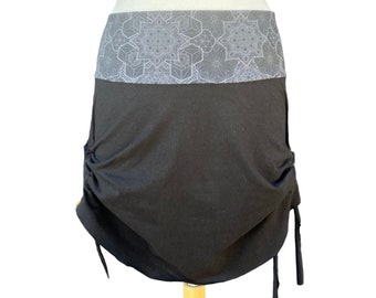 Hemp Organic Cotton Cinch Mini Layer Skirt * Sacred Geometry * Adjustable Side Cinches