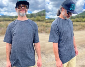 Men's Merino Wool + Recycled Polyester Short Sleeve Active Jersey * Base Layer * Mountain Bike Jersey * Hiking Shirt * Backpacking