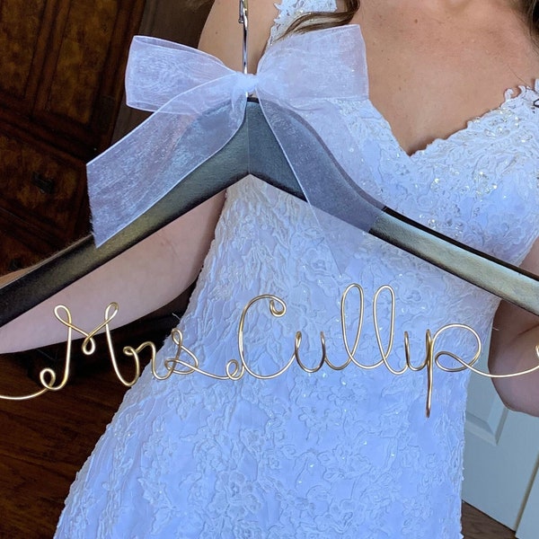 wedding dress hanger, Wire hanger, Shower gift! bride, will you be my bridesmaid, dress hanger, name hanger,  pictures and keepsake hanger