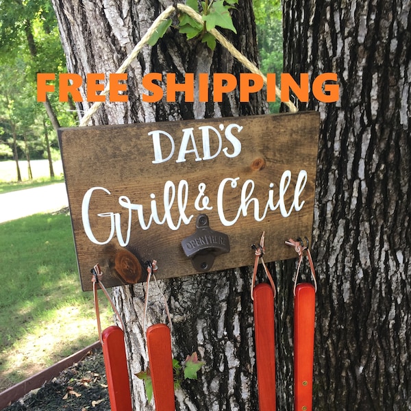 Ships Free outdoor gift,kitchen sign, Bottle Opener, grill gift, porch sign, rustic decor, tools holder, wall mount beer open,wood farmhouse