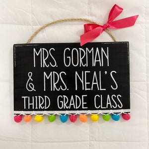 Teacher sign for partners, rainbow classroom teaching partners name sign, wood name, personalized partner teachers sign, sign for classroom