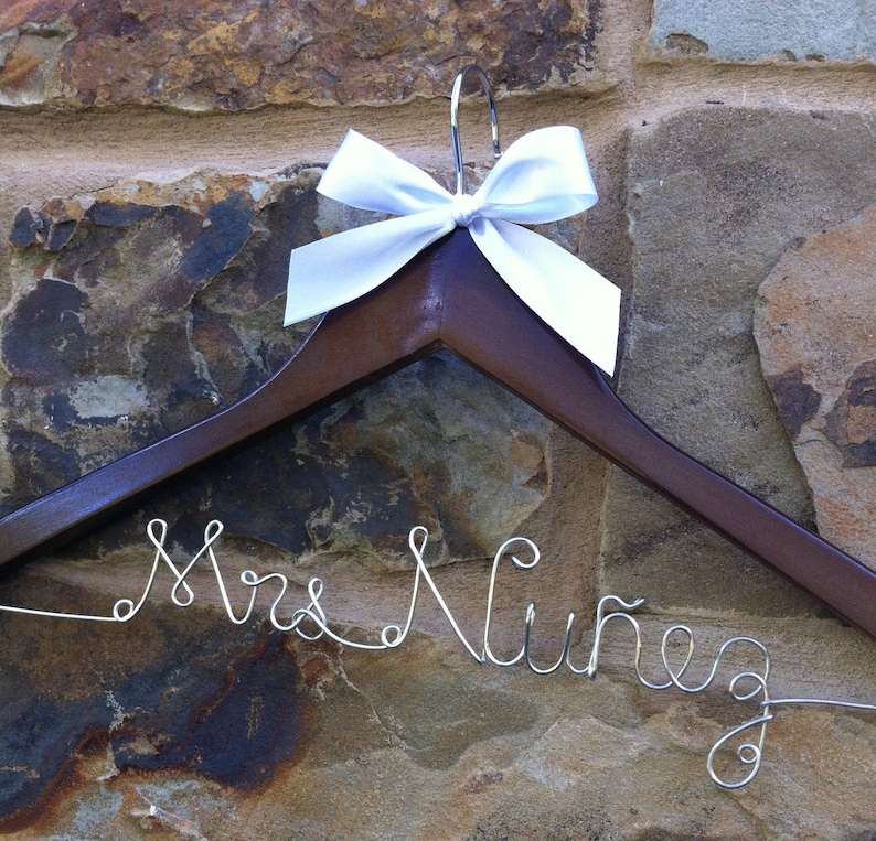 Mrs Hanger, Wire hanger, Shower gift wedding dress hanger, bride, will you be my bridesmaid,dress hanger, name hanger, bridal wire hanger, image 4